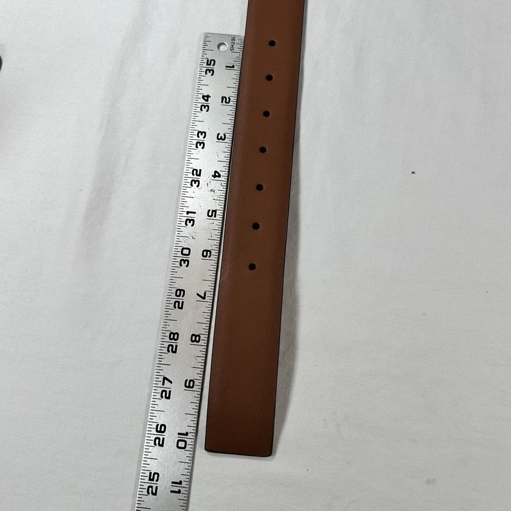 Michael Kors Women's Leather Belt Oval Gold Buckle Luggage Brown XL 38mm